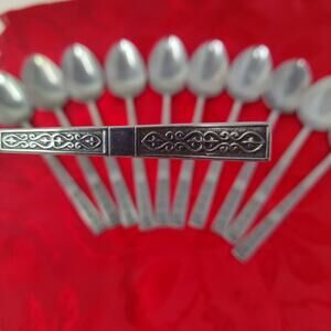11X Tbsp VTG Stanley Roberts Black Textured Stainless Flatware Japan Table Spoon